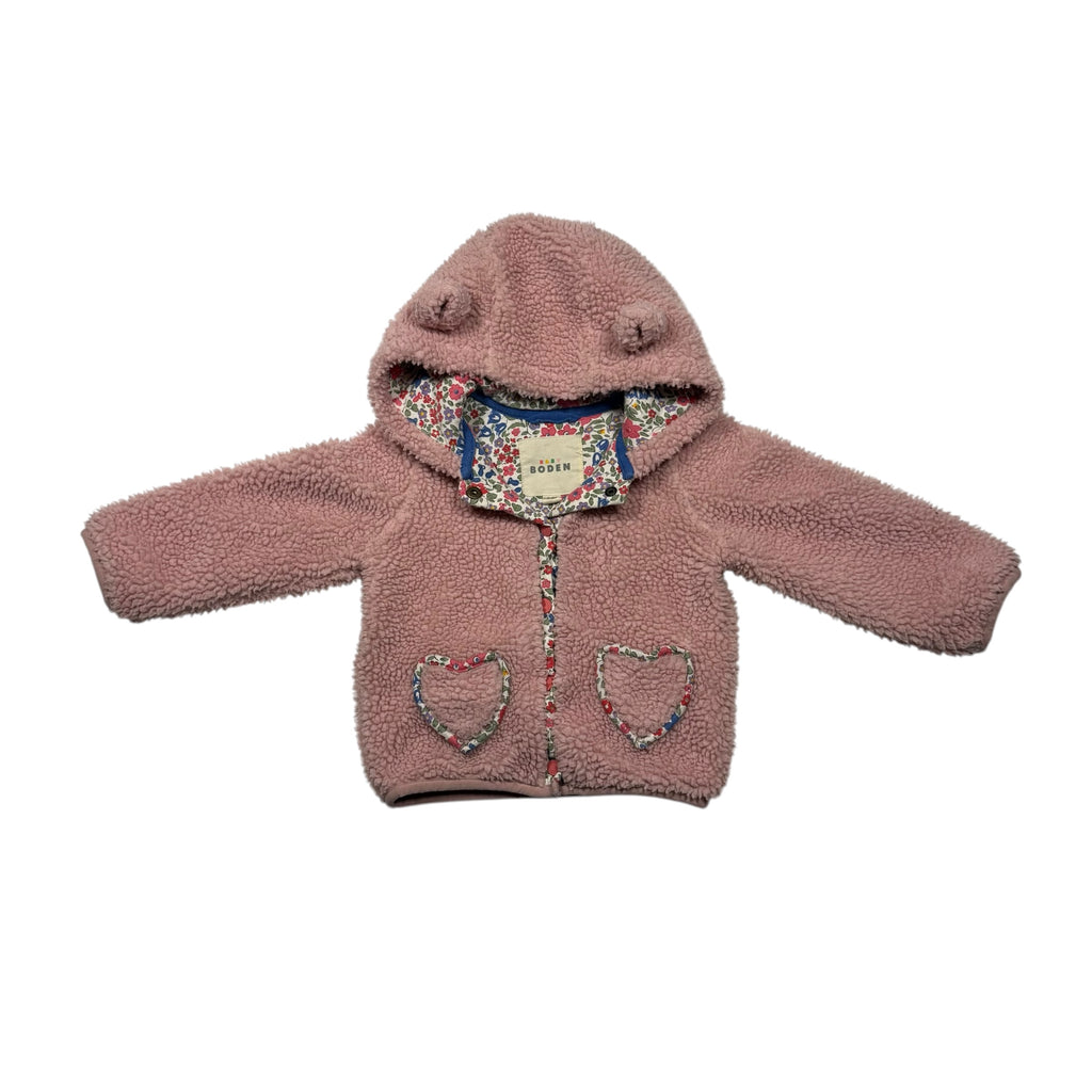 Baby Boden Sherpa Fleece Hoodie - Pink Floral - 12-18 Months - Ready Kids Canada