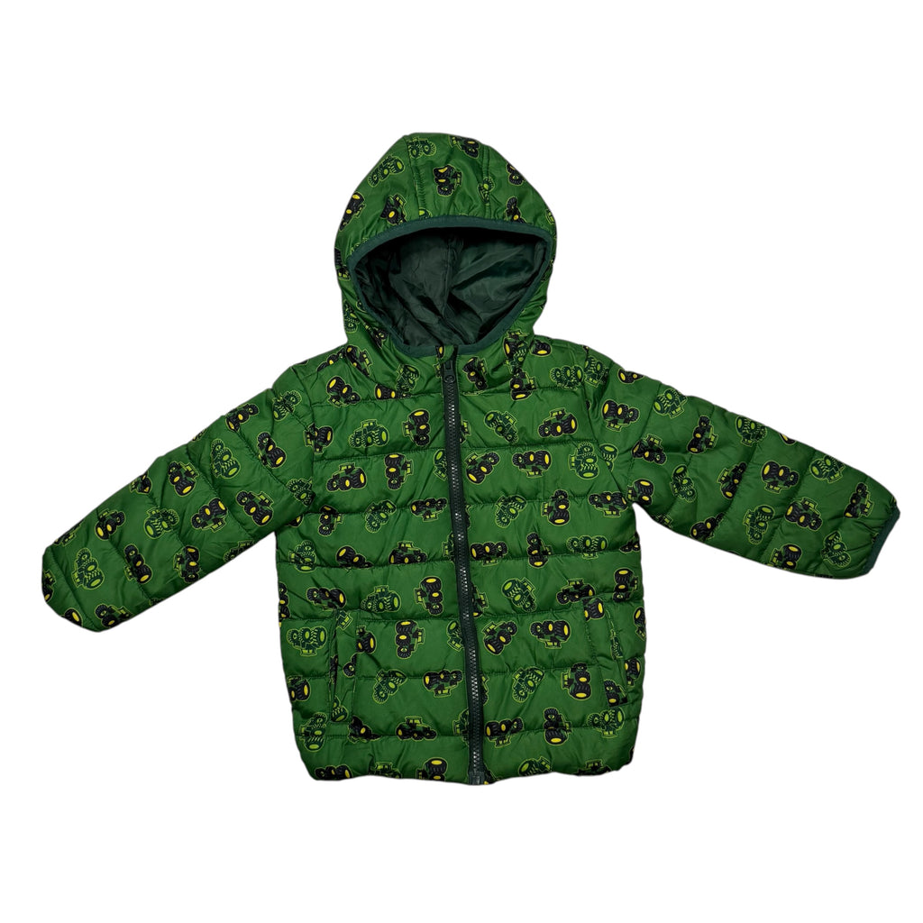 John Deere Tractor Print Puffer Jacket - Green - Size 3T - Ready Kids Canada