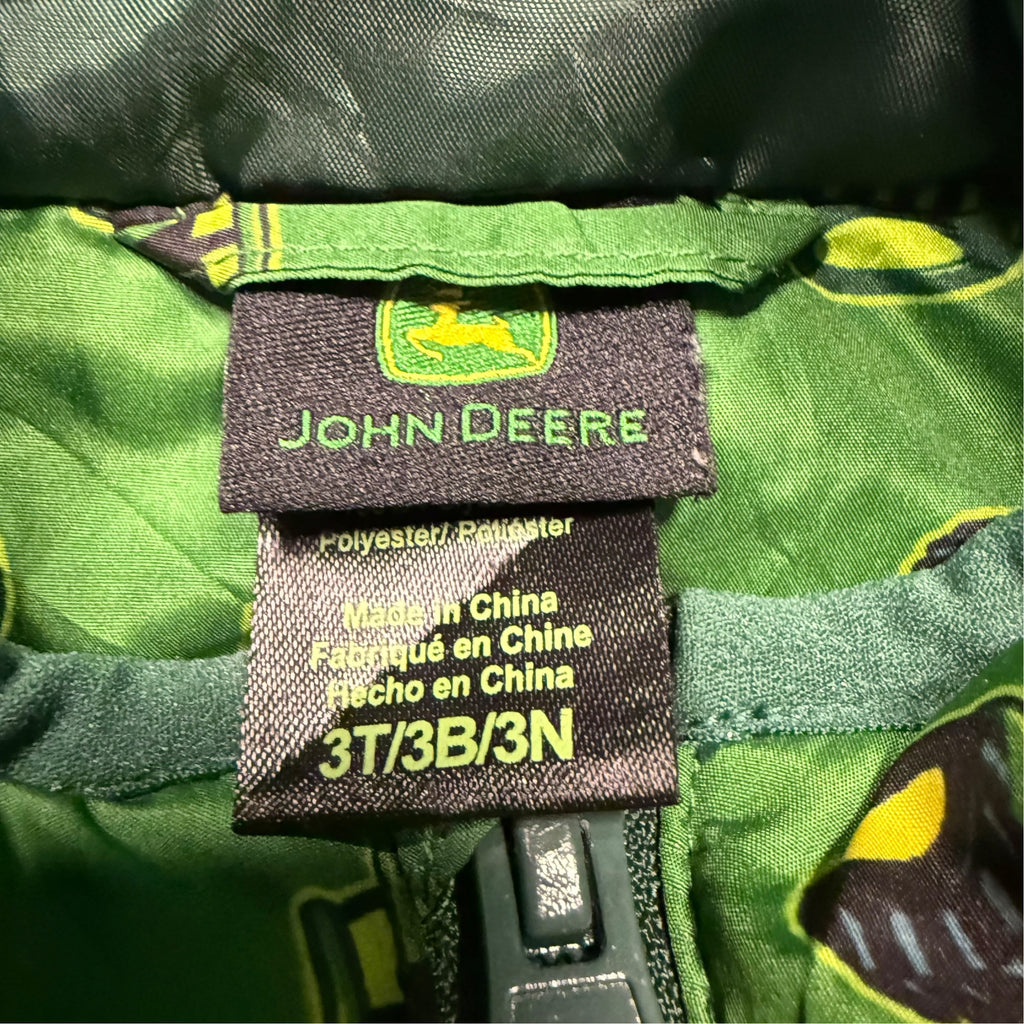 John Deere Tractor Print Puffer Jacket - Green - Size 3T - Ready Kids Canada
