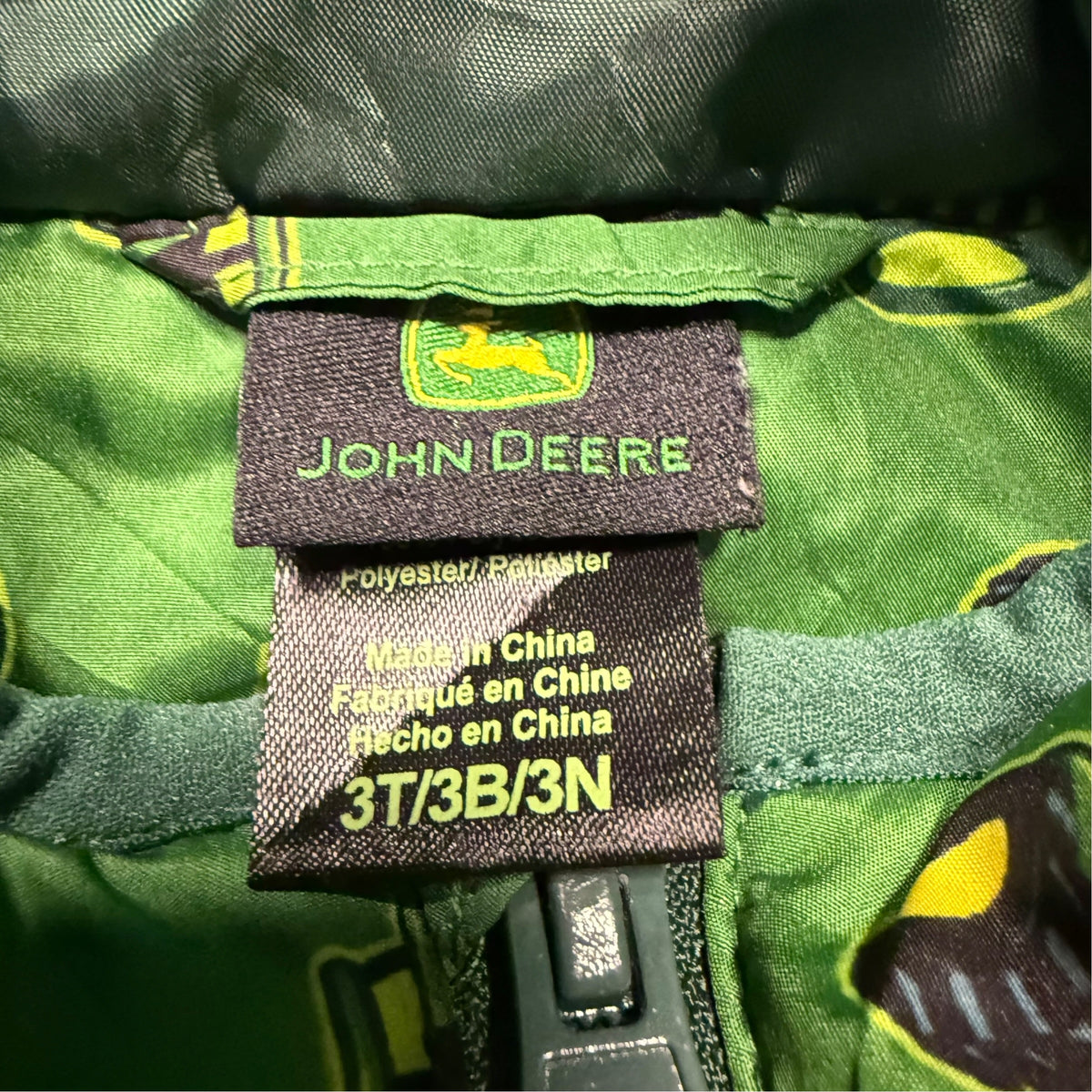 John Deere Tractor Print Puffer Jacket - Green - Size 3T - Ready Kids Canada