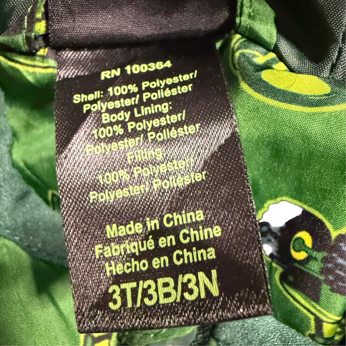 John Deere Tractor Print Puffer Jacket - Green - Size 3T - Ready Kids Canada