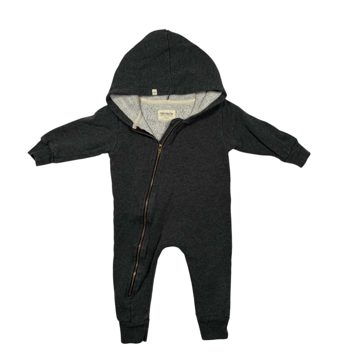 mini mioche Hooded Romper - Charcoal - 6-12 Months - Ready Kids Canada
