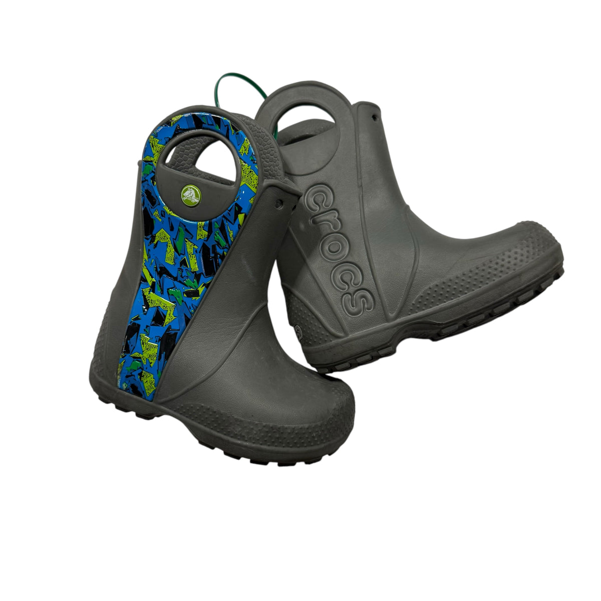 Crocs Kids' Rain Boots - Black Graffiti Print - Size 8 - Ready Kids Canada