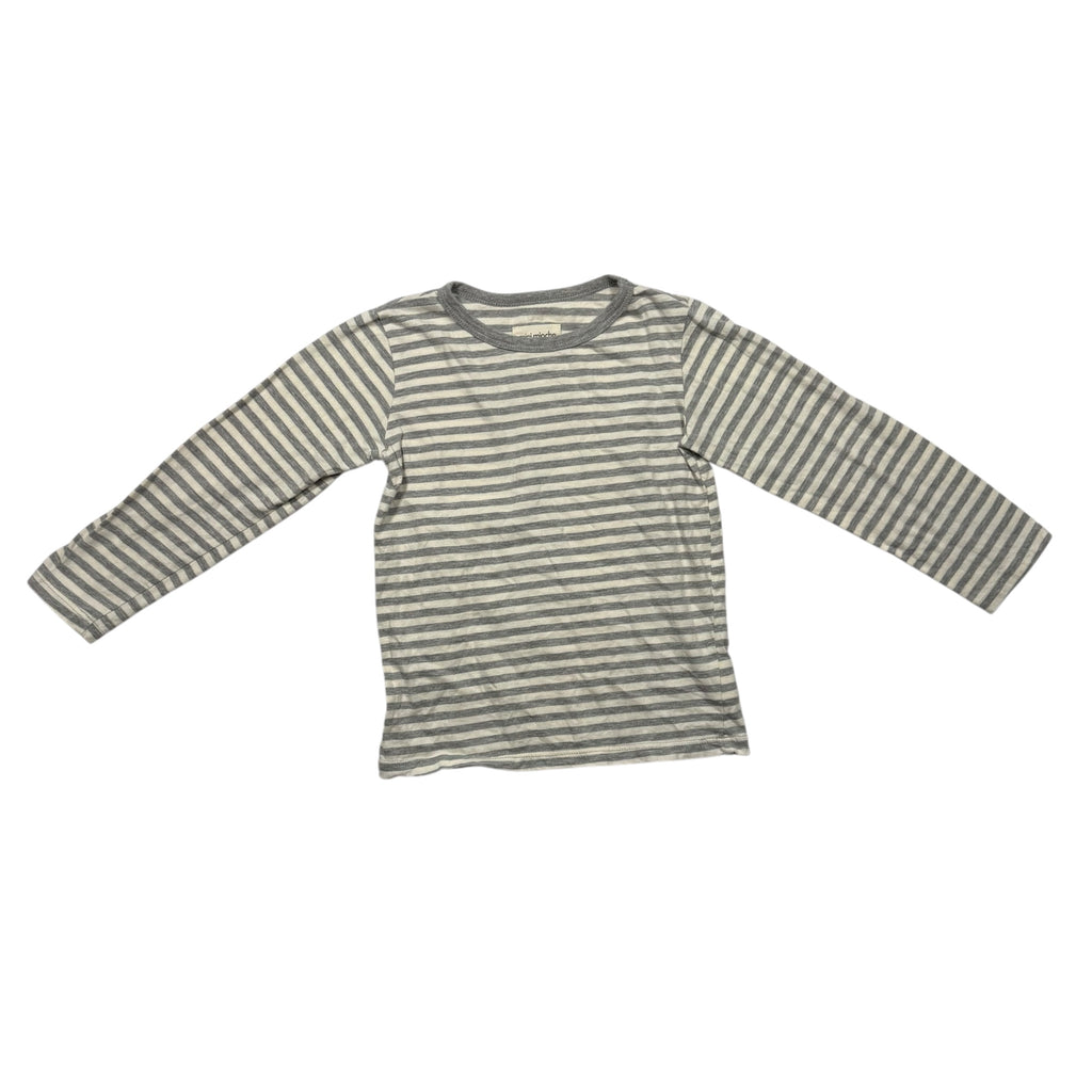 mini mioche Long Sleeve Tee - Grey and White Stripe - Size 5/6 - Ready Kids Canada
