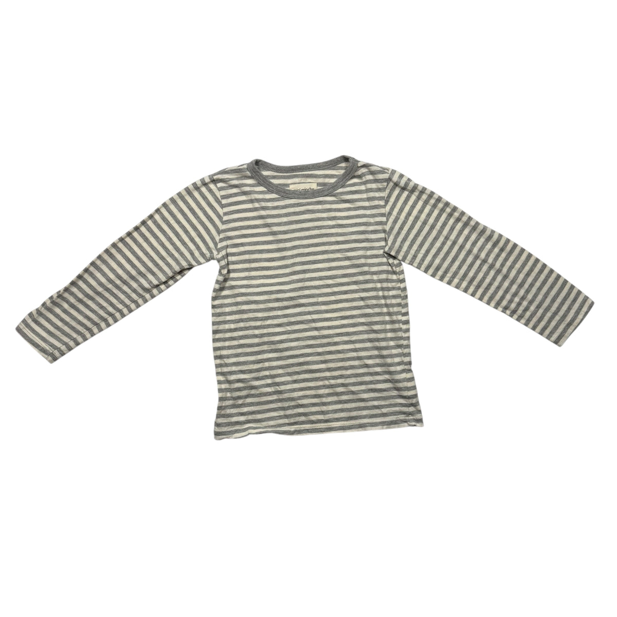 mini mioche Long Sleeve Tee - Grey and White Stripe - Size 5/6 - Ready Kids Canada