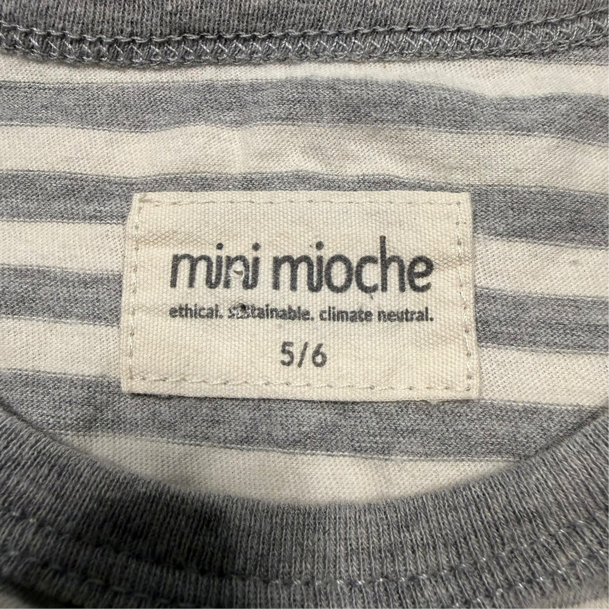 mini mioche Long Sleeve Tee - Grey and White Stripe - Size 5/6 - Ready Kids Canada