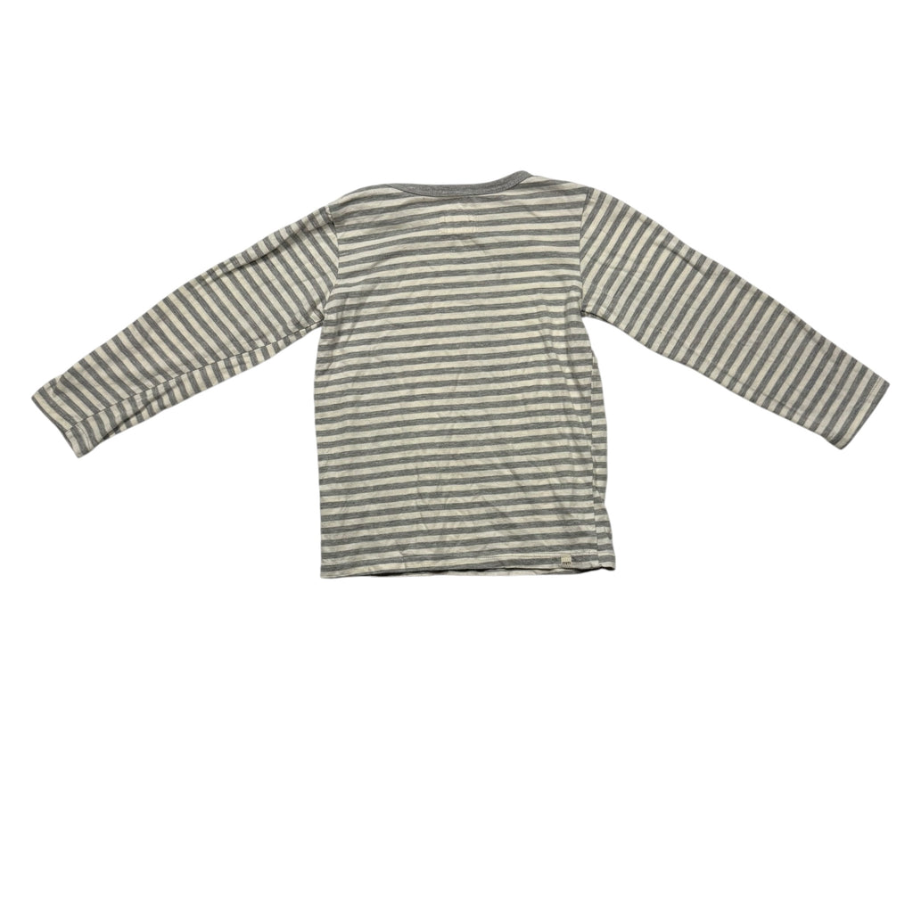 mini mioche Long Sleeve Tee - Grey and White Stripe - Size 5/6 - Ready Kids Canada