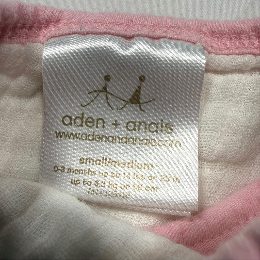 aden by aden + anais Cotton Muslin Snap Swaddle Wrap - White with Pink Stars - Ready Kids Canada
