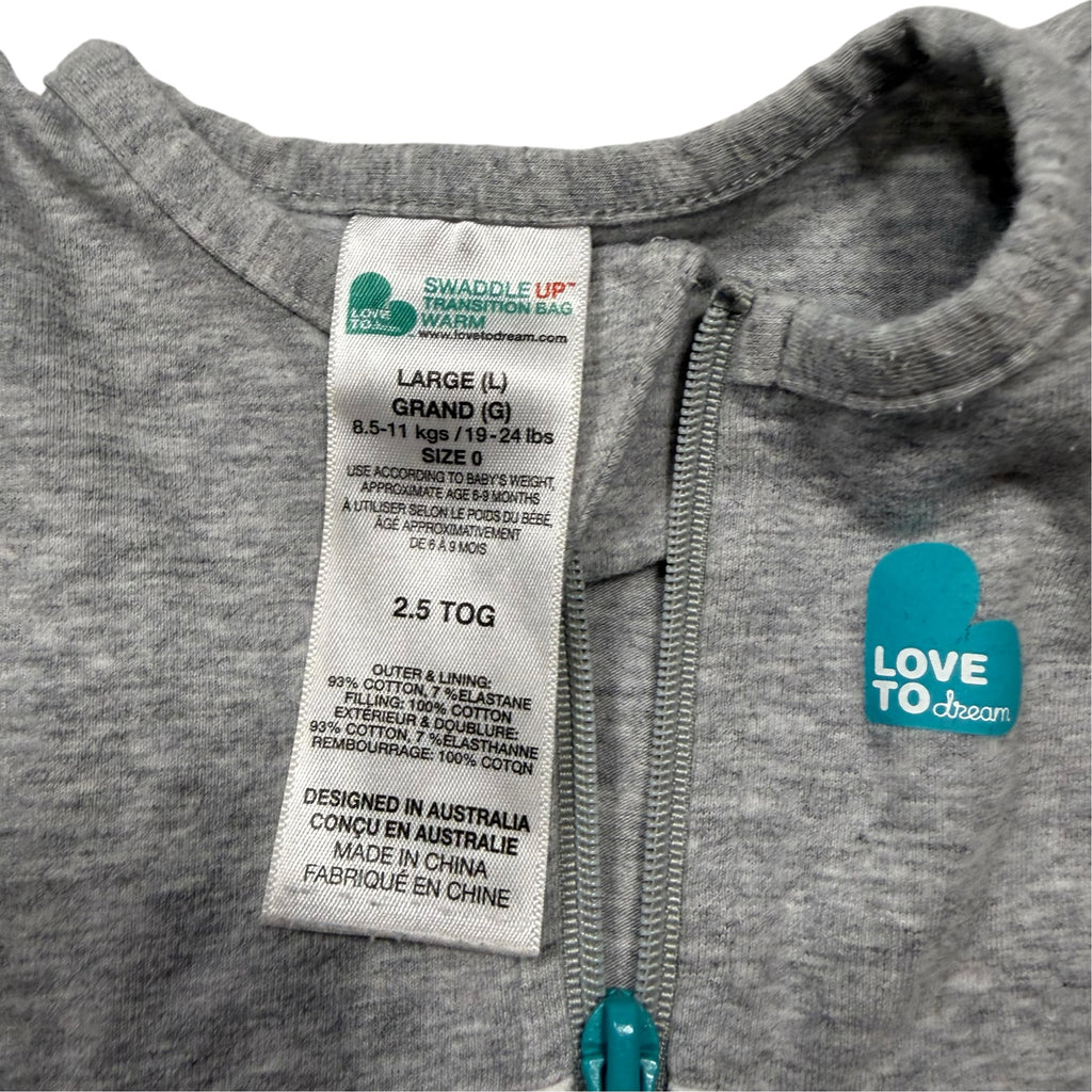 Love to Dream Swaddle Up Transition Bag Warm 2.5 TOG - White and Grey - Large - Ready Kids Canada