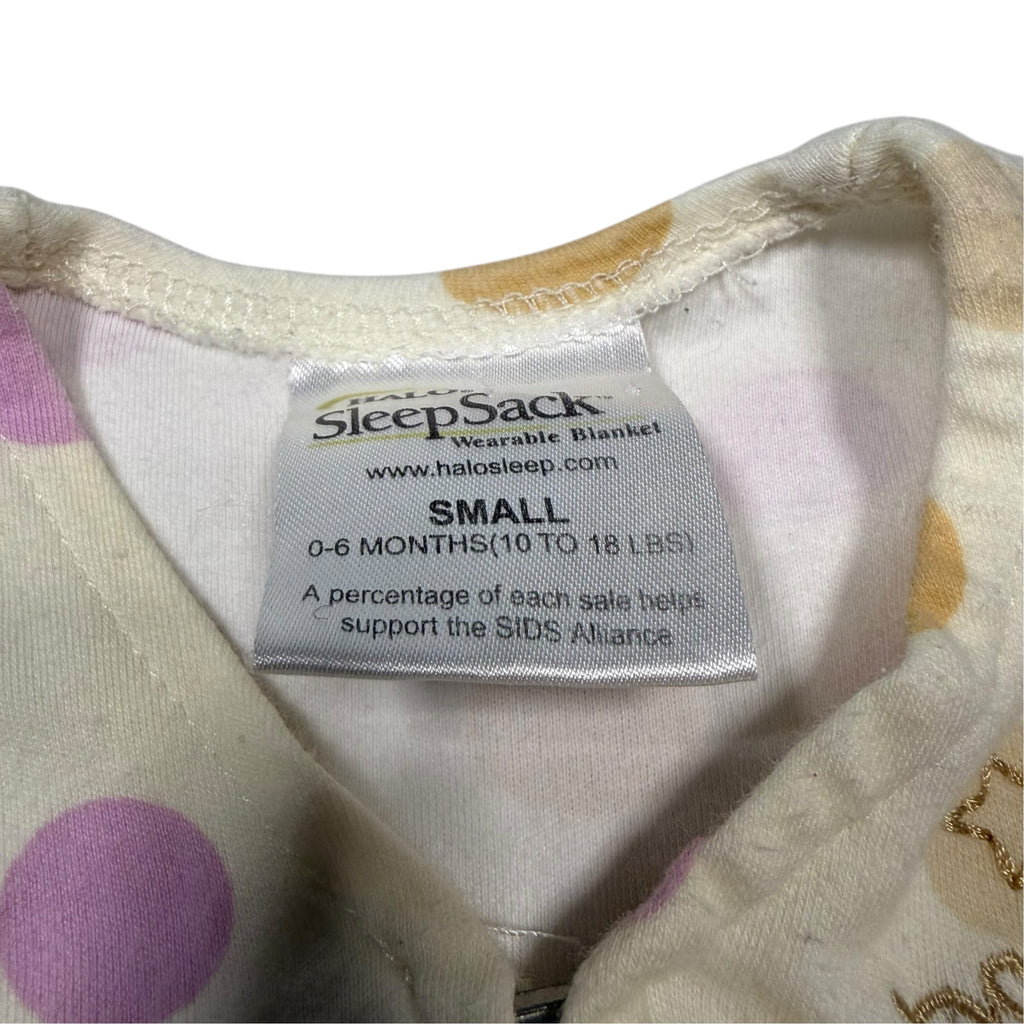 HALO SleepSack Cotton Wearable Blanket - Cream Polka Dot - Small (3-6 Months) - Ready Kids Canada