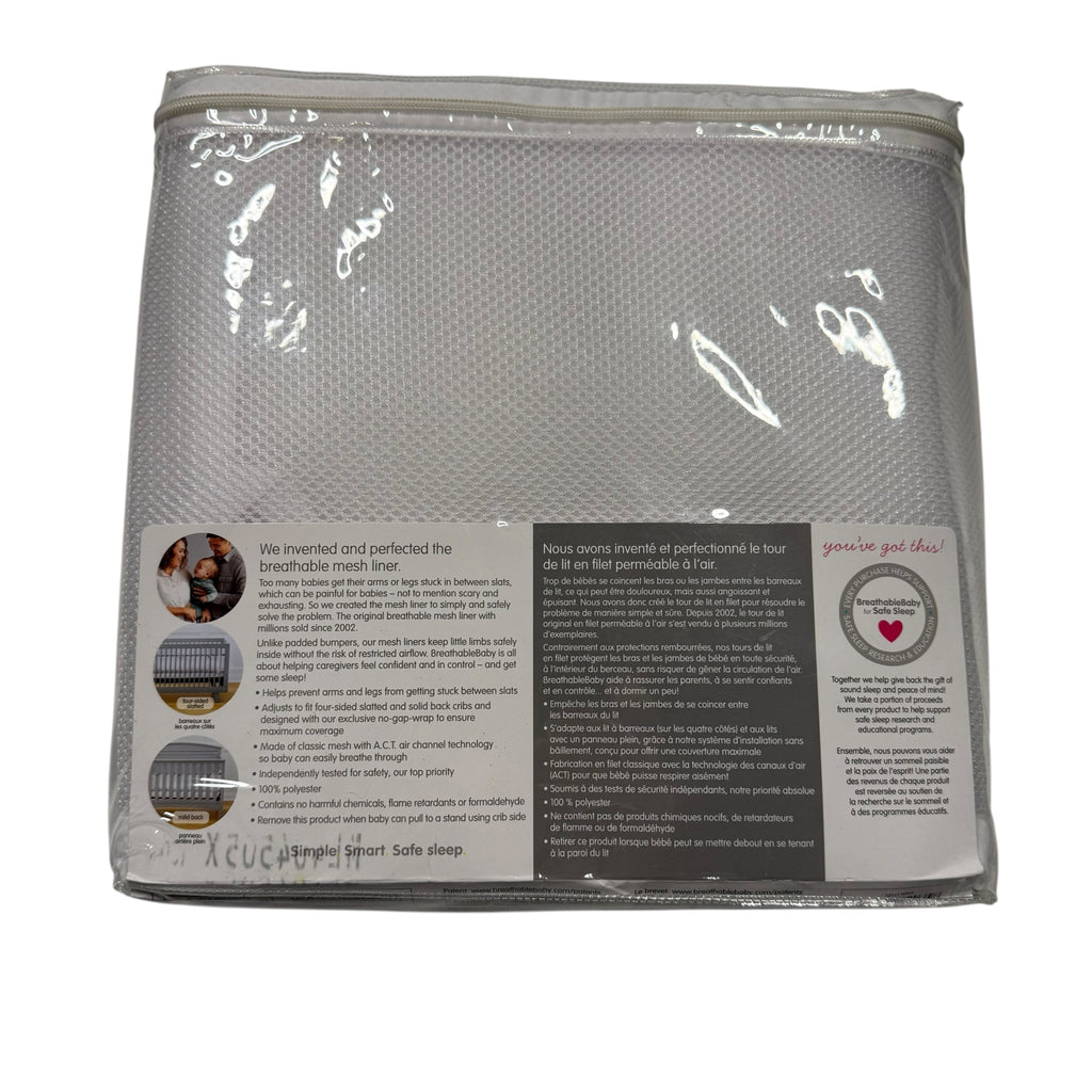 BreathableBaby Classic Breathable Mesh Crib Liner - White - New With Tags - Ready Kids Canada