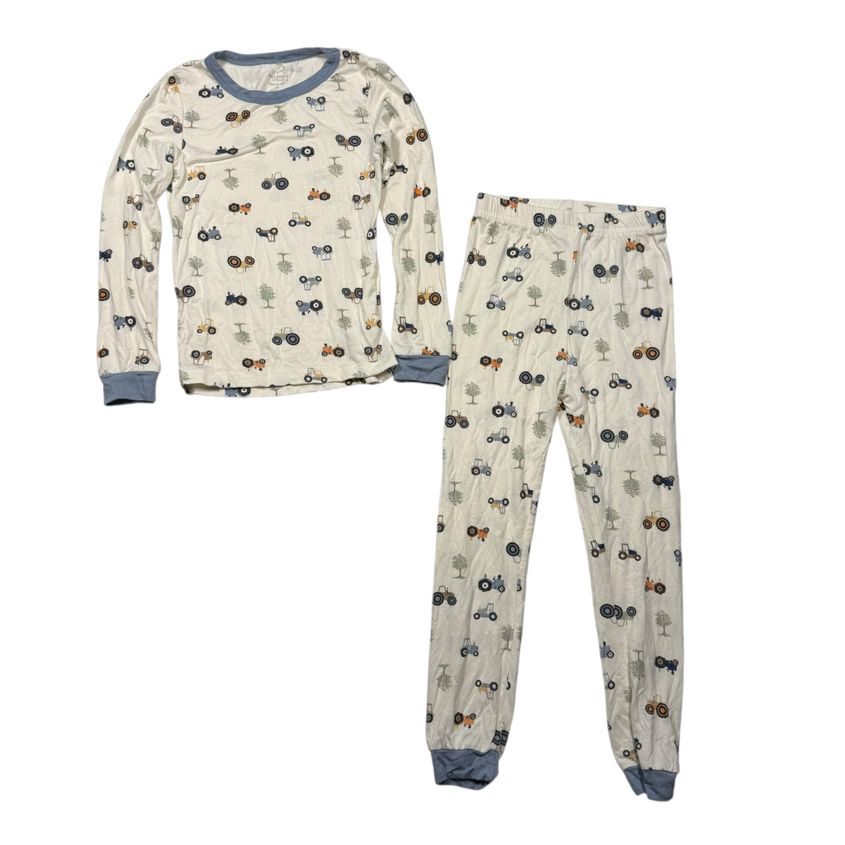 Milkberry Bamboo Two-Piece Pajamas - Cream Tractor Print - 4T - Ready Kids Canada