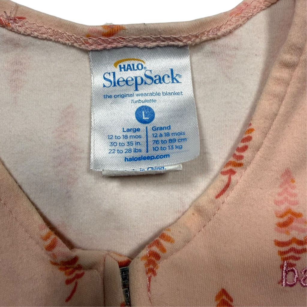 HALO SleepSack Cotton Wearable Blanket - Peach Feather Print - Large 12-18 Months - Ready Kids Canada