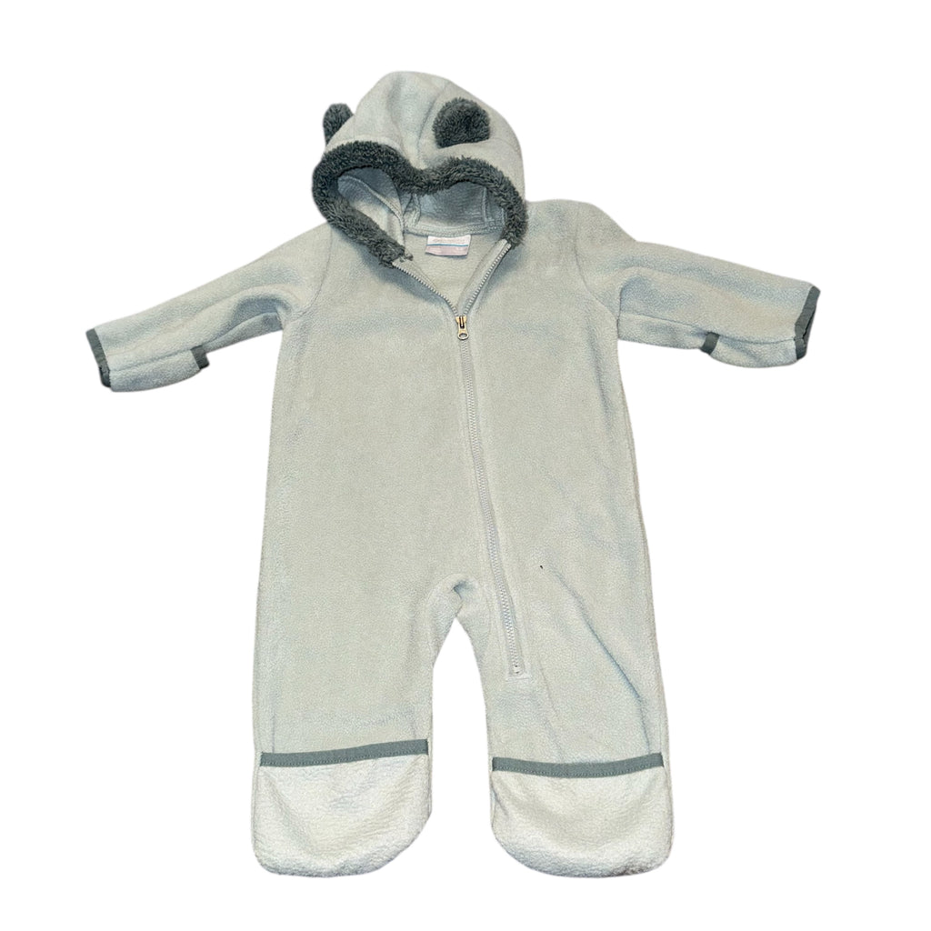 Columbia mint green fleece bunting with bear ears for baby 3-6 months