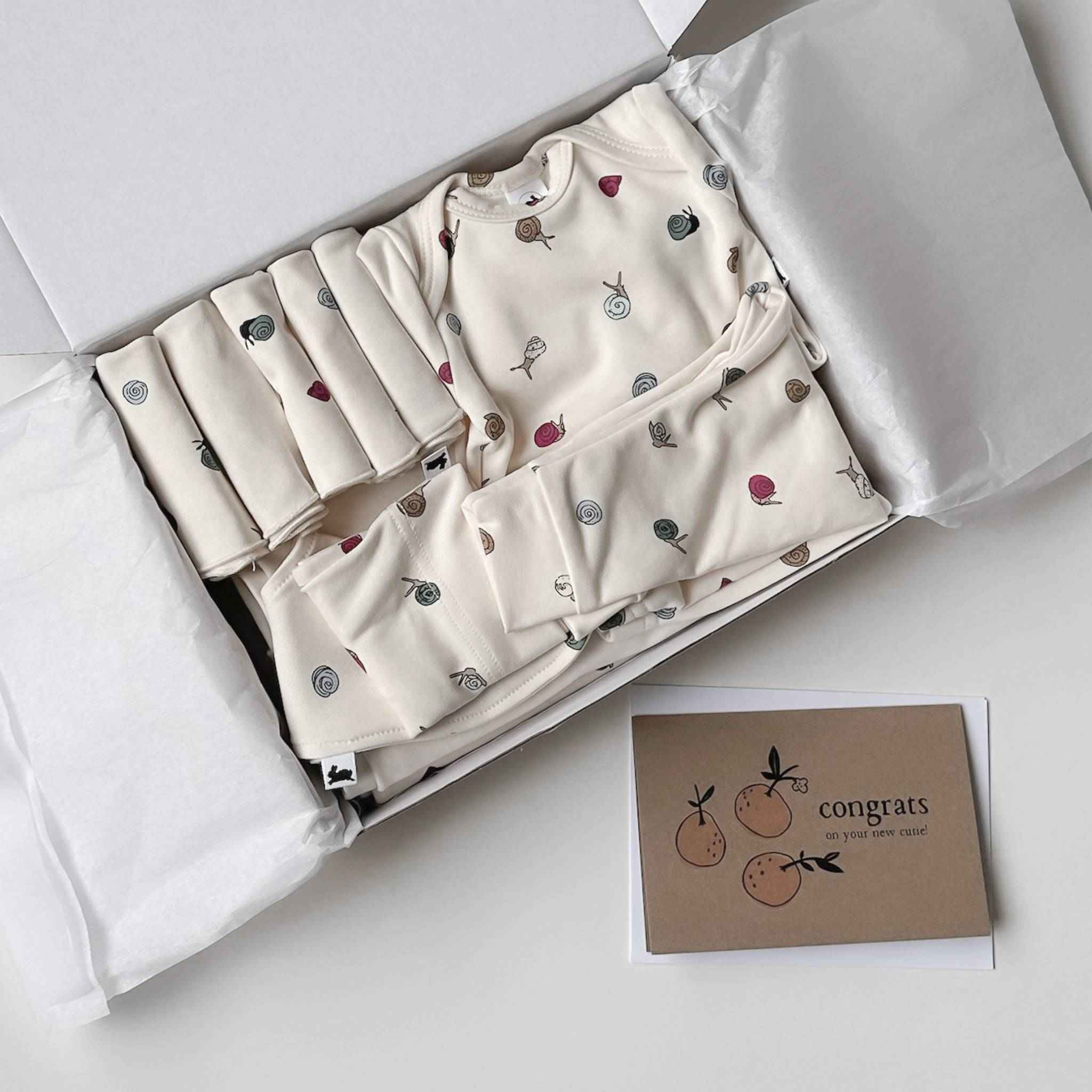 Bamboo Baby Capsule Gift Box | Ditsy Snails & Cream