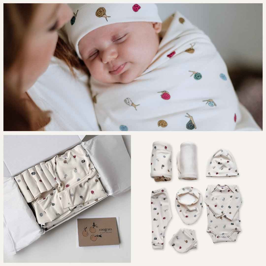 Bamboo Baby Capsule Gift Box | Ditsy Snails & Cream