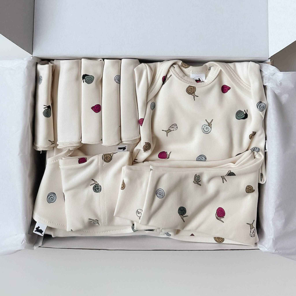 Bamboo Baby Capsule Gift Box | Ditsy Snails & Cream