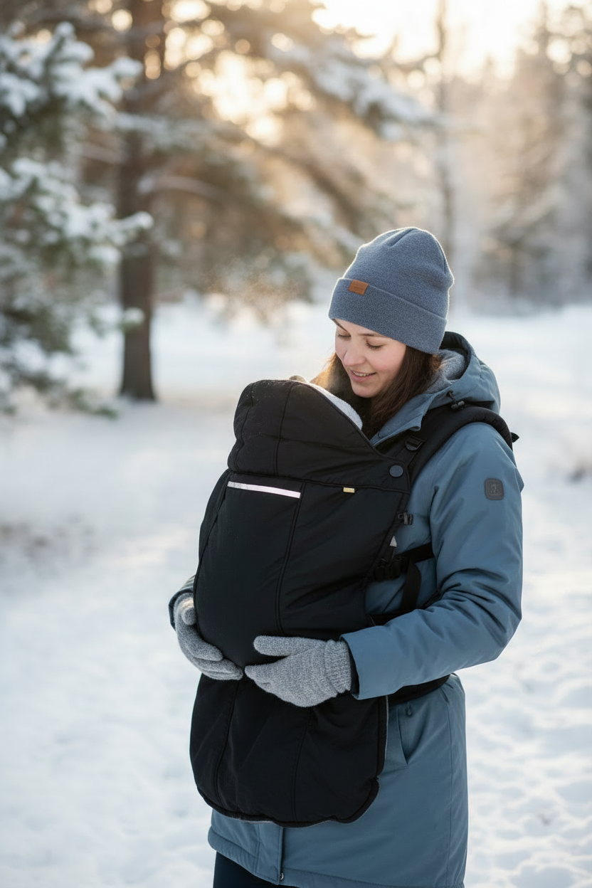 Baby Parka black carrier cover with insulation for Canadian winters